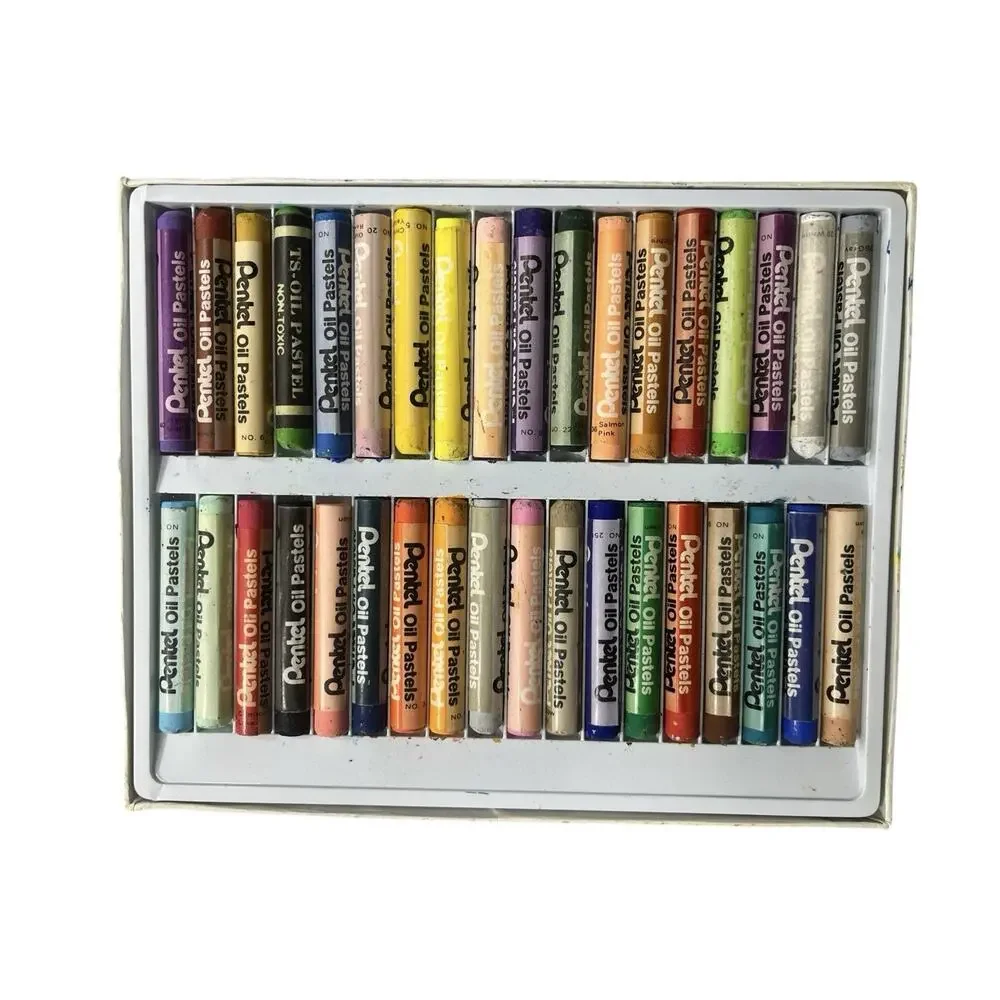 Vtg Pentel Oil Pastels 36 Colors Assorted Art Taiwan